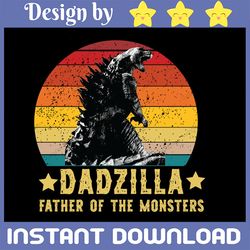 Dadzilla Father Of The Monsters Retro svg PNG Vintage Sunset Premium face mask Cricut Father's day Dad Father Lovers Dad