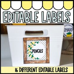 Editable Classroom Labels | Lemon Classroom Labels | Lemon Farmhouse Classroom Decor | Classroom Labels Template