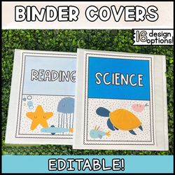Teacher Binder Covers and Spines | Ocean Binder Covers | Calm Classroom Decor | Editable Covers | Classroom Binder