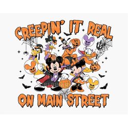 Creepin' It Real On The Main Street SVG, Halloween Mouse And Friends Svg, Retro Halloween Svg, Spooky Season Svg, Hallow