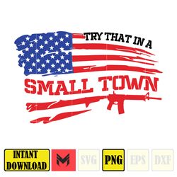 Try That In A Small Town Png, Cow Skull Small Town Png, Retro Country Shirt Png, Country Music, American Flag