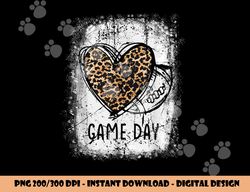 Game Day With Leopard Heart Football Lovers Mom Bleached png, sublimation copy
