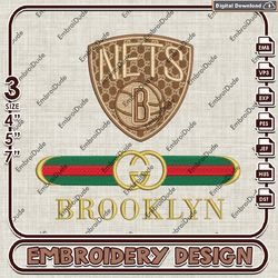 NBA Brooklyn Nets Gucci Embroidery Design, NBA Embroidery Files, NBA Nets Embroidery, Machine Embroider