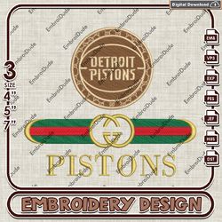 NBA Detroit Pistons Gucci Embroidery Design, NBA Embroidery Files, NBA Pistons Embroidery, Machine Embroider