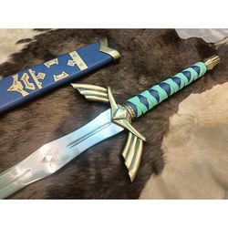 CUSTOM Hand Forged Stainless Steel The LEGEND of ZELDA Full Tang Skyward Link's Master Sword with Scabbard  S10