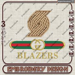 NBA Portland Trail Blazers Gucci Embroidery Design, NBA Embroidery Files, NBA Blazers Embroidery, Machine Embroider