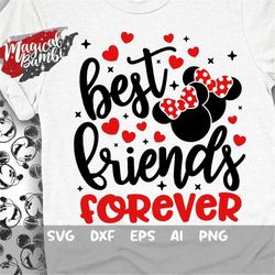 Best Friends Forever Svg, best friend shirt Svg, Ribbon Mouse svg, friend gift svg, Mouse Ears Svg, Love Svg, Friendship
