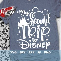 My Second Trip Svg, Family Trip Svg, Magic Vacation Svg, Main Street Svg, Mouse Ears Svg, Cut File Svg, Dxf, Eps, Png