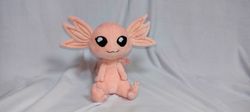 Plush axolotl, amphibian. Handmade soft toy. Buy axolotl softie, personalized plush.