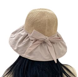 Women's UPF50-Foldable Straw Sun Hat - Beach & Travel Summer UV Protection Hat
