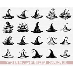 Witch Hat Svg Bundle, Png Bundle for Halloween, Vector Clipart Collection, Digital File Commercial Use Instant Download,