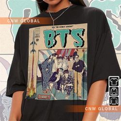 Bts KComic Shirt, 90S Vintage Merch Art Dynamite Be Album Kpop Concert Tour 2023 Graphic Tee Gift For Fan V2, KCom1807Kh