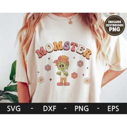 Momster svg, Halloween Mom shirt, Retro svg, Spooky svg, Zombie svg, Funny Halloween shirt, dxf, png, eps, svg files for