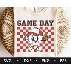 Game Day svg, Baseball svg, Sports shirt, Retro Baseball Character, Baseball Cartoon, dxf, png, eps, svg files for cricu