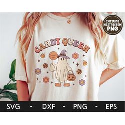 Candy Queen svg, Halloween shirt, Retro svg, Ghost svg, Funny Halloween svg, dxf, png, eps, svg files for cricut