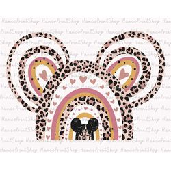 Leopard Rainbow Mouse Head Png, Magical Kingdom Png, Family Vacation Png, Family Trip Png, Colorful Vacay Mode Png, Fami