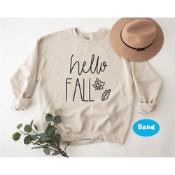 Fall Sweaters - Hello Fall Sweatshirt- Cute Fall Sweatshirts - Fall Graphic Pullover - Women's Fall Crewneck Sweatshirt
