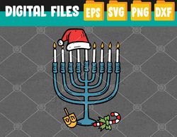 Christmas Hat Menorah Jew Hanukkah Chanukah Svg, Eps, Png, Dxf, Digital Download