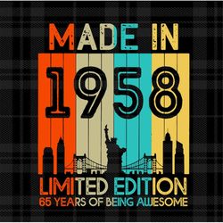 65 Years Old Birthday Vintage Made in 1958 Limited Edition Svg
