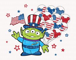 Happy 4th of July Svg, Green Aliens Svg, July 4th Svg, Mouse