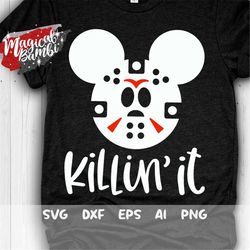 Killin' It Svg, Jason Mouse Svg, Friday 13th Svg, Mouse Head Svg, Halloween Svg, Mouse Ears Svg, Cut files, Svg, Dxf, Pn