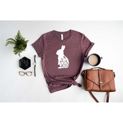 Floral Bunny Shirt - Floral Rabbit Shirt - Easter T-shirt - Spring T-shirt - Bunny Shirt - Nature Lover - Animal Lover -