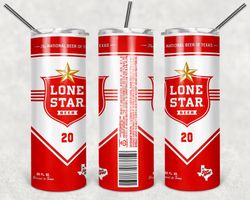 Lone Star Beer Can Tumbler Png, Lone Star Beer Can 20oz Skinny Tumbler Sublimation Designs Png, Drinks Tumbler Png