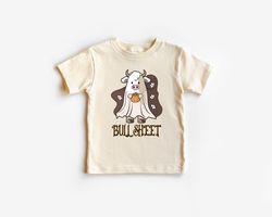 Bull Sheet Kids T-Shirt, Cow Western Halloween Shirt, Halloween Toddler T-Shirt, Retro Halloween Kids Tee