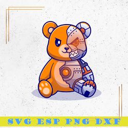 The Robot Bear SVG, Teddy Bear Cartoon SVG, Happy Halloween SVG