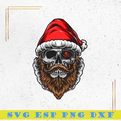 Skull Pirate Santa SVG, Scary Santa SVG, Happy Halloween SVG, Merry Christmas SVG