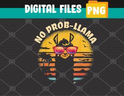 Retro NO PROB-LLAMA - Vintage Llama Alpaca Gift Idea PNG, Digital Download