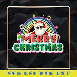 Merry Christmas SVG, Santa Rainbow SVG, Christmas SVG