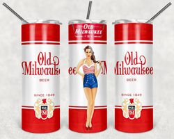 Old Milwaukee Tumbler Drink Designs PNG High Quality, Designs 20 oz sublimation, Design Template for Sublimatione