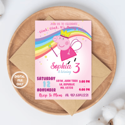 Personalized File Peppa Pig Birthday invitation | Peppa Pig Invitation, Invitation PNG File Only, Digital Download