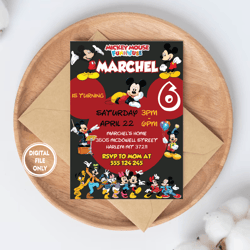 Personalized File Mickey Birthday Invitation  | Kids party, Printable, Invitation PNG File Only, Digital Download