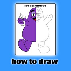 Printable :How To Draw Grimace shake  for Fan Teen Men Women