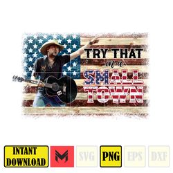 Try That In A Small Town Png, Cow Skull Small Town Png, Retro Country Shirt Png, Country Music, American Flag