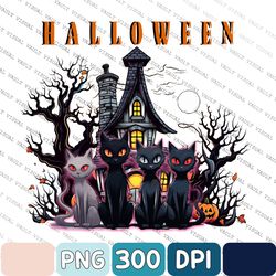 Halloween Black Cat Png, Sublimation Design, Cat With Halloween Png, Pumpkin Spooky Season Png, Digital Download