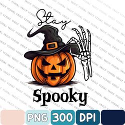 Retro Halloween Png, Halloween Skeleton Png, Stay Spooky Png, Trendy Halloween Design,Spooky Season, Pumpkin Png