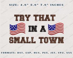 Country Song Lyrics Embroidery File, America Flag Quotes Embroidery File, Try That In A Small Town Embroidery Design, In