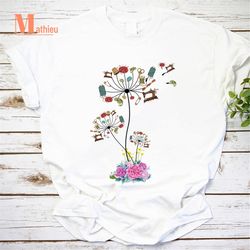 dandelion flowers spreading sewing tools vintage t-shirt, sewing dandelion shirt, dandelion shirt, sewing lover gift