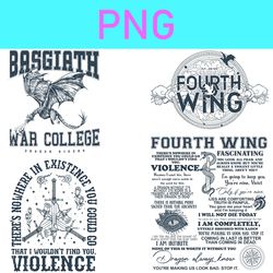 Fourth Wing Png Bundle, Vintage Basgiath War College Png