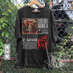 21 Savage Rap Shirt, Savage Mode II Album 90s Y2K Merch Vintage Rapper Hiphop Sweatshirt, Retro Unisex Gift Bootleg Hood