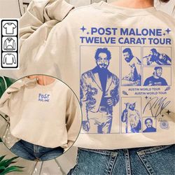 Post Malone Rap Shirt Double Sided, Y2K 90s Merch Vintage Album Austin Twelve Carot Tour 2023 Tickets Graphic Tee Gift F