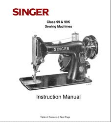 Singer class 99/99K Sewing Machine Instruction Manual