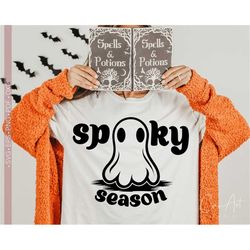 Spooky Season Svg Png, Spooky Vibes Svg, Cute Funny Halloween Shirt Design Svg Cut File for Cricut Silhouette Eps Dxf Pd