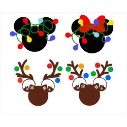 Christmas Deer Light SVG /  Deer Svg Bundle / Christmas Silhouette/ Winter Svg, Snowman Cut files for Cricut Dxf Png Eps