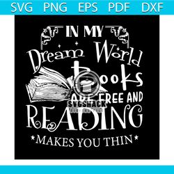 In My Dream World Book Are Free And Reading Shirt Vector Gift For Librarian Svg, Shirt For Book Lover Svg Files For Cric