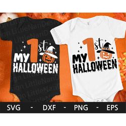 My First Halloween, Pumpkin svg, Halloween png, Spooky Vibes, Fall, Kid's shirt, Baby 1st Halloween, witch hat svg, svg