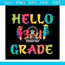 Couple Student Hello 3rd Grade Vector Shirt For Kid Svg, Cute Gift For Kindergarten Svg Diy Craft Svg File For Cricut, P